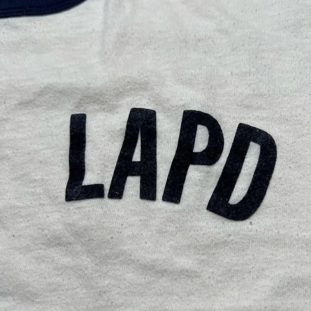 Vintage LAPD Ringer T Shirt‎ 70s 80s Police Hanes Tee Navy Trim Made USA XL
